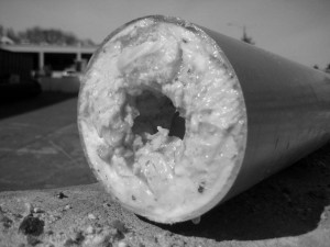 Fats, Oils and Greases in a sewer pipe